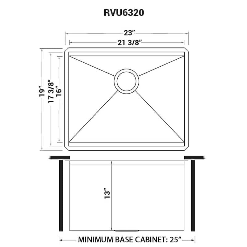 Ruvati 23″ x 19″ x 13″ Deep Laundry Utility Workstation Sink Undermount 16 Gauge – RVU6320