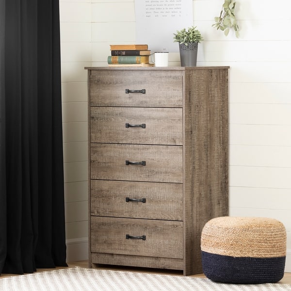 slide 2 of 23, South Shore Tassio Modern Country 5-Drawer Chest Weathered Oak