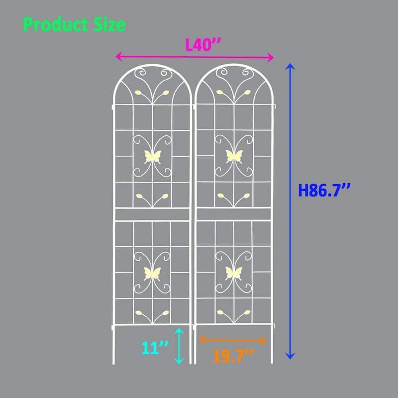 2 Pack Metal Garden Trellis 86.7" x 19.7" Rustproof Trellis for Climbing Plants Outdoor Flower Support Cream