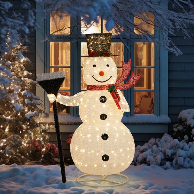 5FT Lighted Collasipble Snowman with Groom Snowman Christmas Yard Decoration