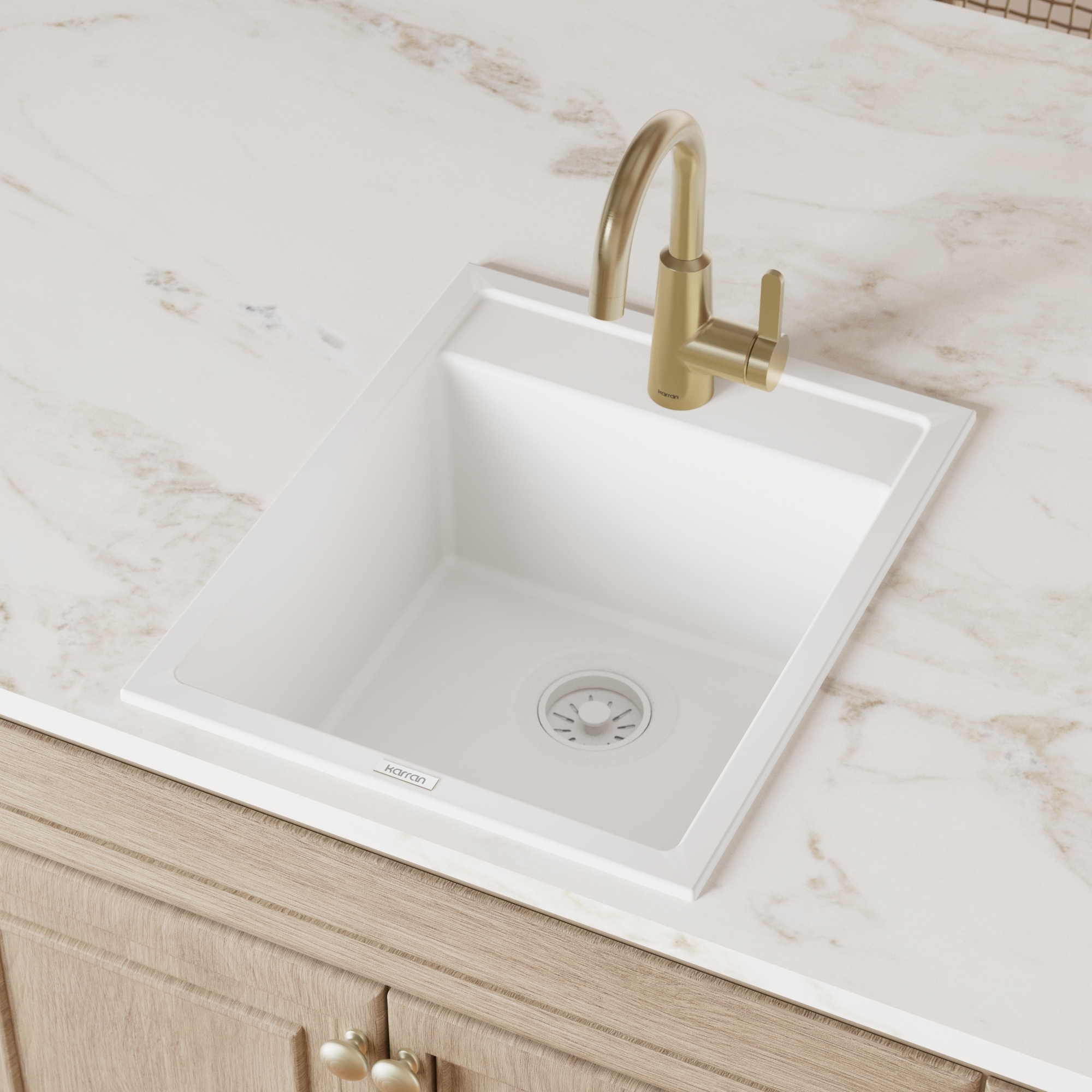 Karran QT-825 Drop-in 15-3/4" Single Bowl Quartz Composite Kitchen Sink