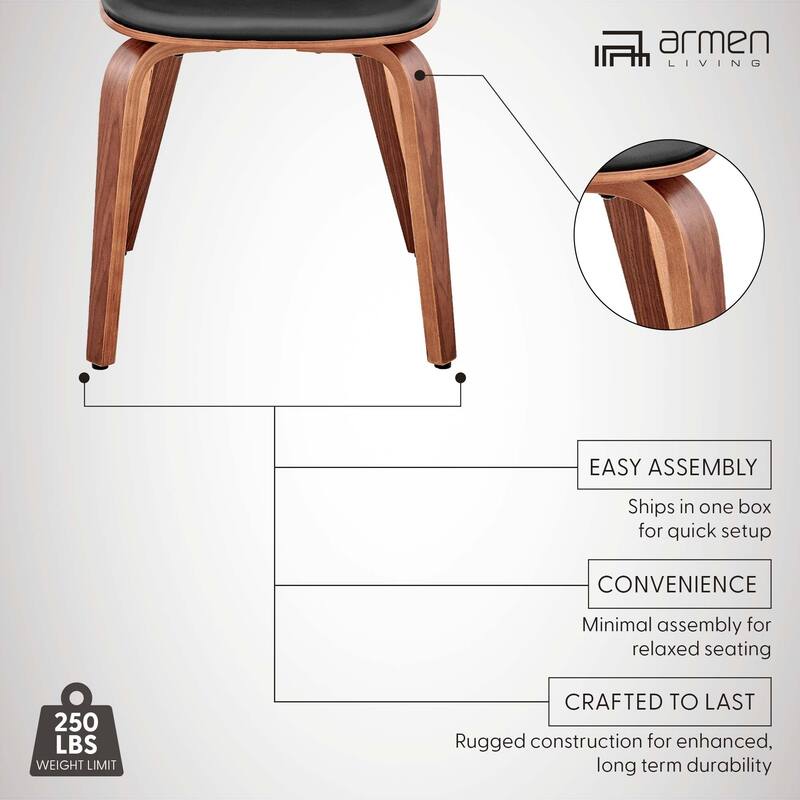 Brinley Walnut or Black Wood Upholstered Dining Chair