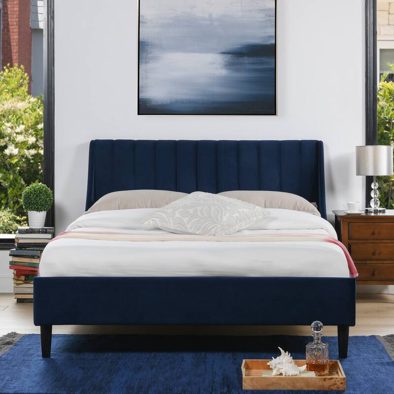 Willow Velvet Upholstered Channel Tufted Platform Bed