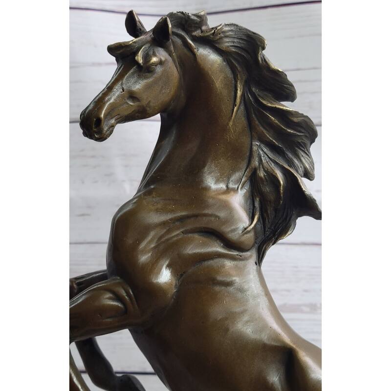 Rearing Horse Bronze Sculpture Statue Equestrian Stables Country Western Decor
