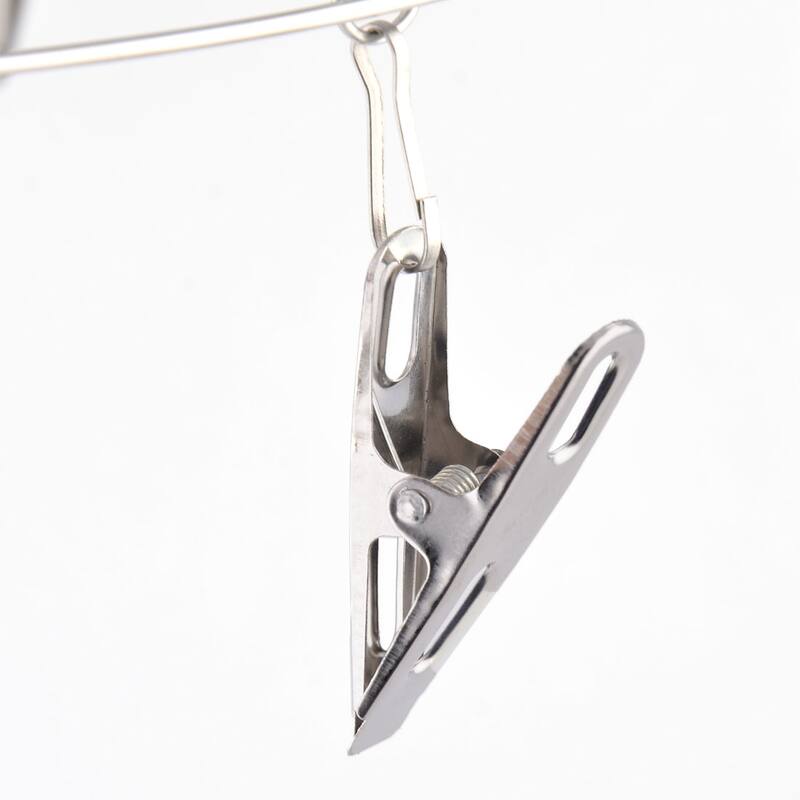Family Bathroom Stainless Steel 20 Clips Socks Clothes Hanger Rack Silver Tone - Silver Tone
