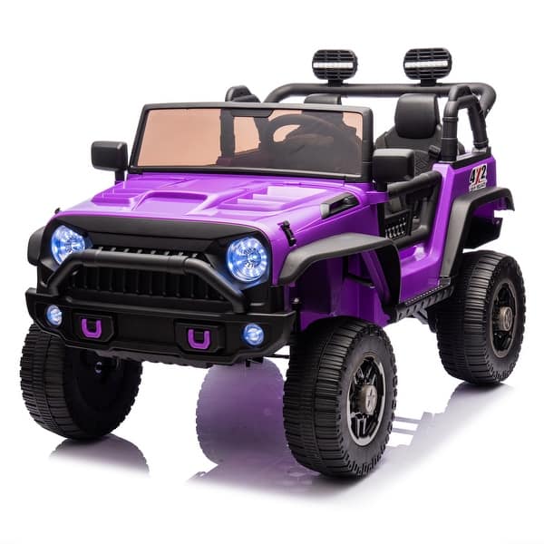 slide 2 of 100, 24V Ride-On Car for Kids with Remote Control, Bluetooth, Double Seats & MP3 Purple