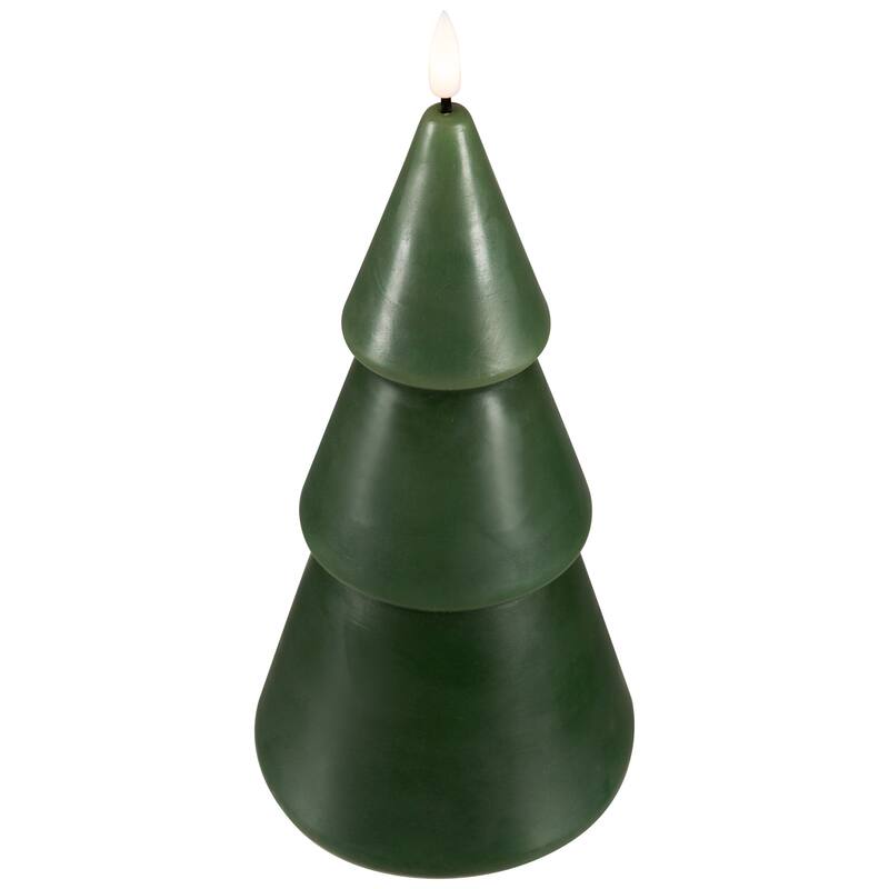 Flameless LED Flickering Christmas Tree Wax Candles - 10.5" - Green - Set of 2
