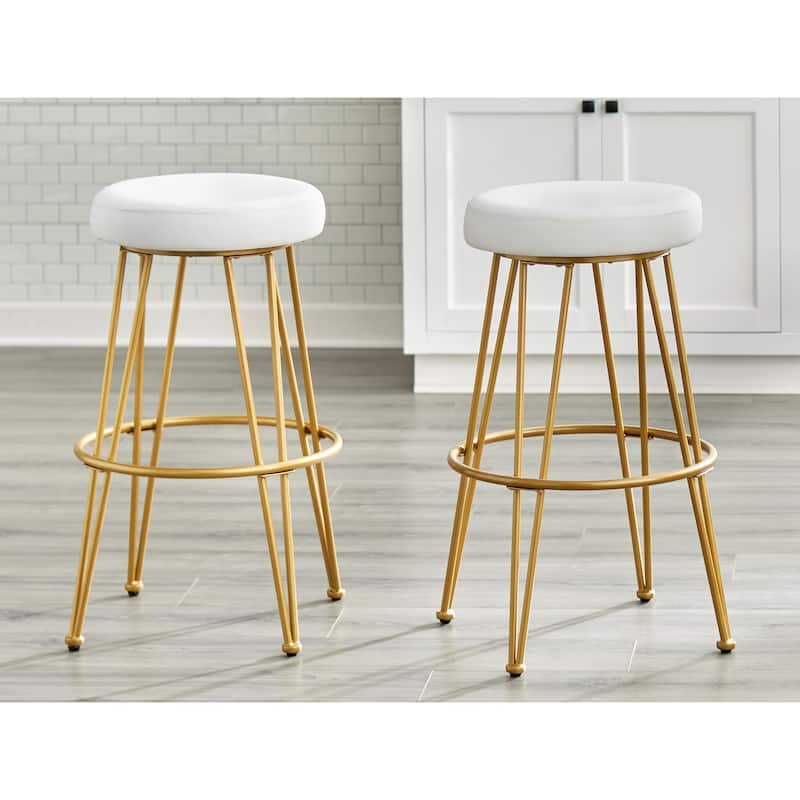 Simple Living Lola Stools (Set of 2) - 30" White/Gold - Bar Height/Bar height/Counter Height