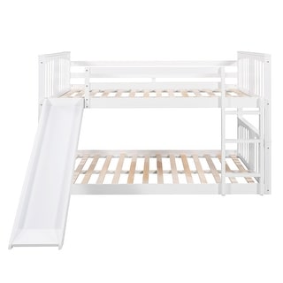 Full Over Full Bunk Bed with Slide, Ladder, and Pine Frame