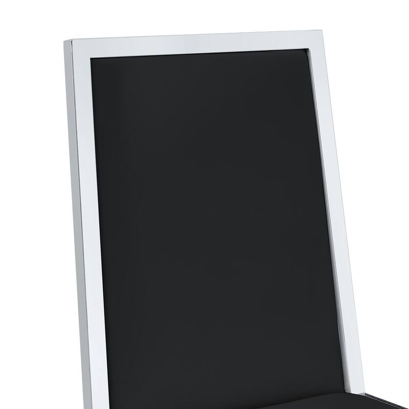 Set Of 4, Metal Framed Black PU Dining Chairs: Ergonomic Design, A Simple And Luxurious Choice