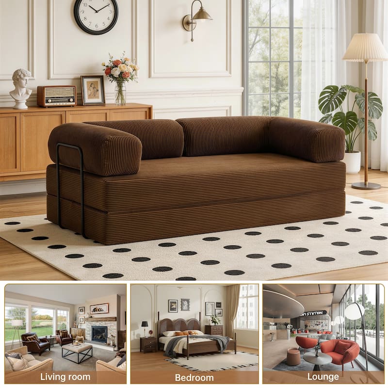 Oversized Corduroy Convertible Floor Sofa Bed Sleeper Couch