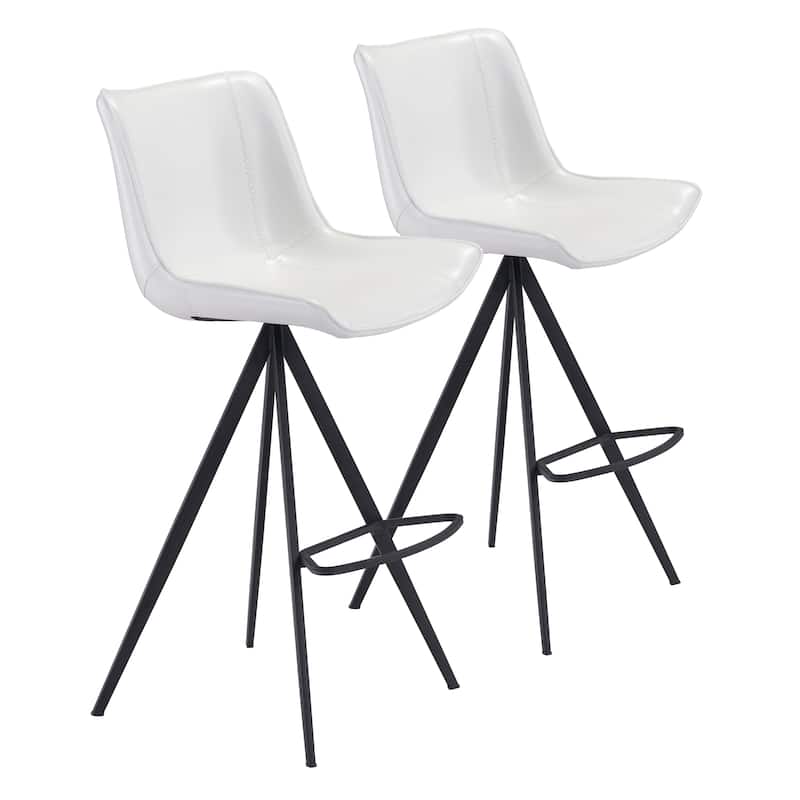 Barstool (Set of 2) - 19.9" W x 22.8" D x 42.7" H - White, Black