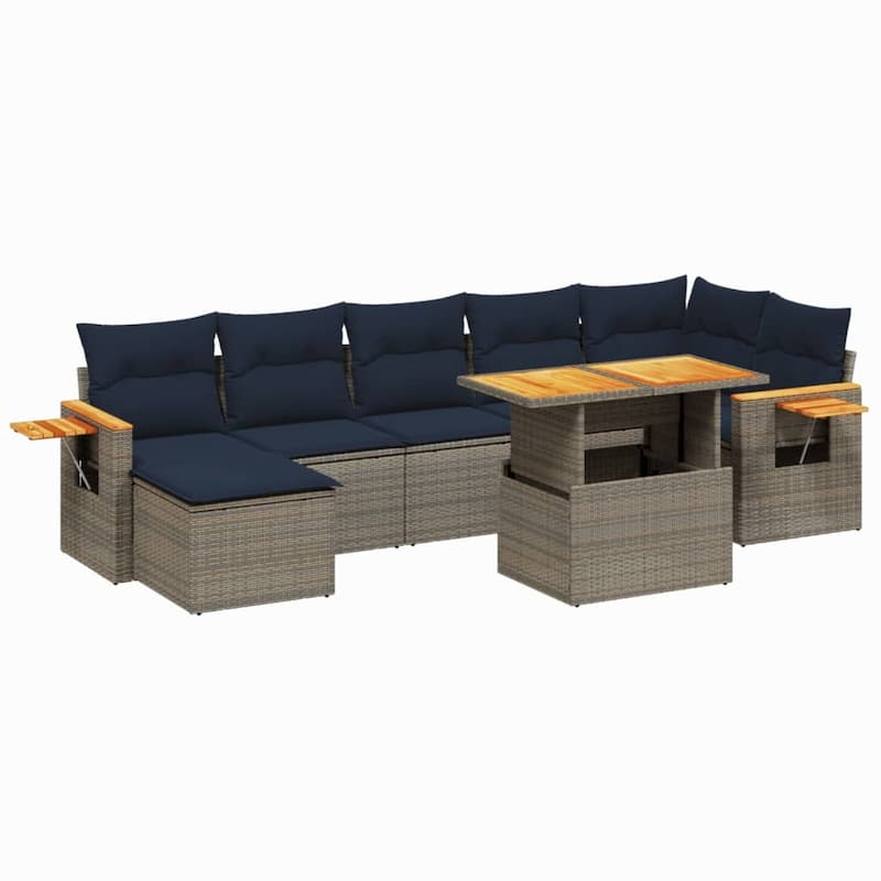 vidaXL Patio Sofa Set with Cushions Outdoor Furniture 8 Piece Poly Rattan