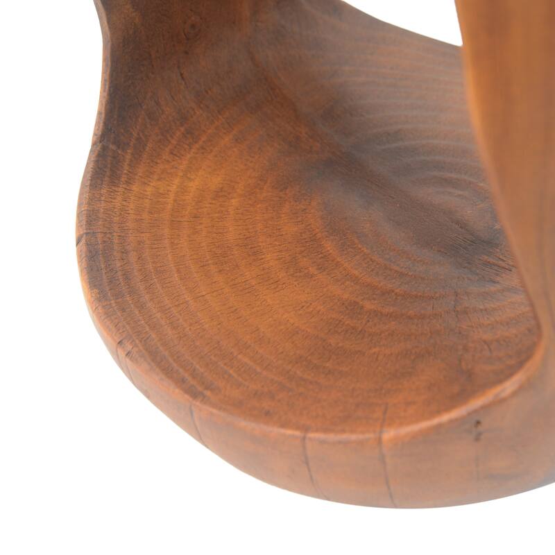 One-of-a-kind Hollow Drum Table Accent Table MGO Round Side Table with Wood Grain Texture for Indoor, Covered Outdoor Spaces