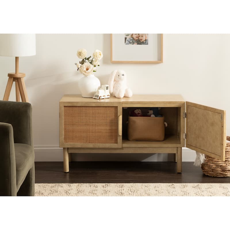 Kate and Laurel Ori Rattan Console Floor Cabinet - 38x16x23