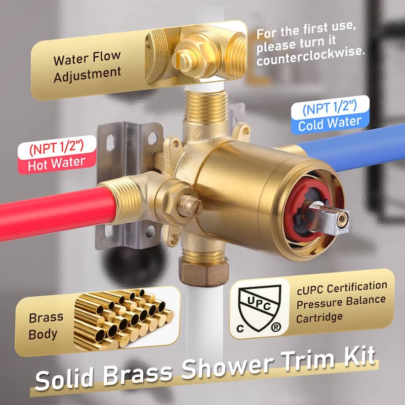 WOWOW Single Handle 5-Spray Shower Faucet with Pressure Balance