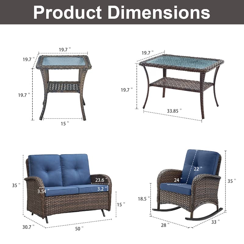 Gymojoy Outdoor Wicker Patio Furniture Loveseat Glider Set