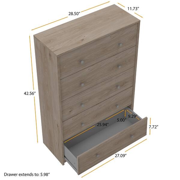 dimension image slide 8 of 13, Porch & Den Zoe 5-drawer Chest