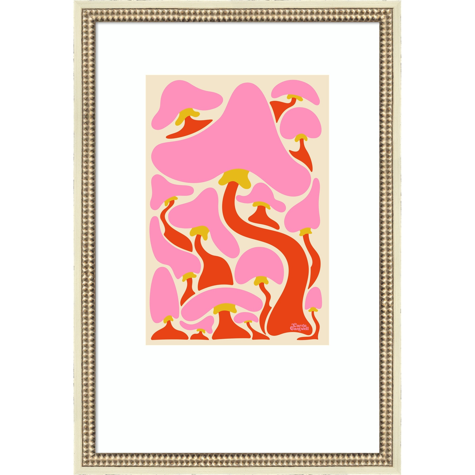Groovy Mushrooms by Carrie Cantwell Wood Framed Wall Art Print