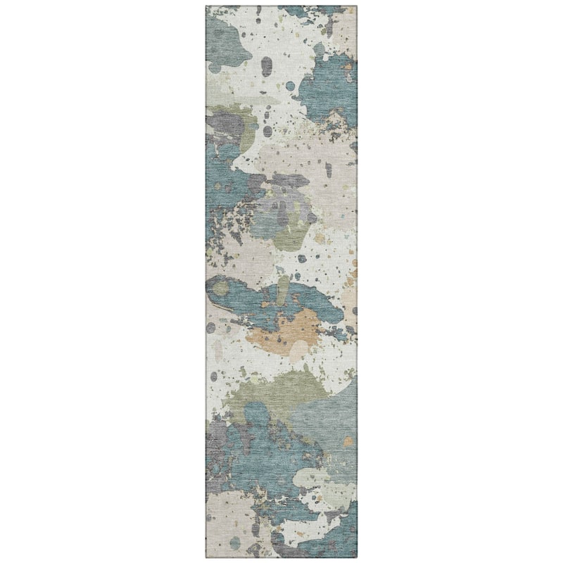 Machine Washable Indoor/Outdoor Modern Splatter Chantille Rug