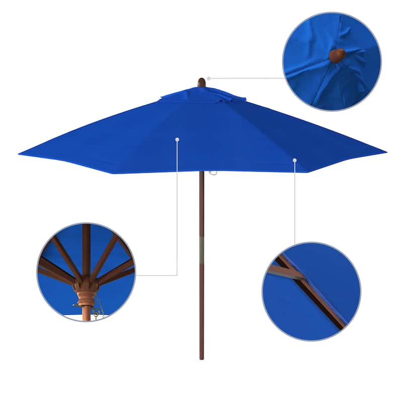 California Umbrella 9-ft. Round Marenti Wood-framed Olefin Patio Umbrella (No Base)
