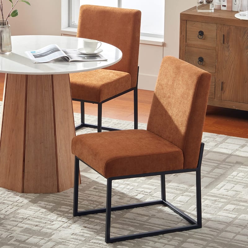 Mid Century Modern Dining Chair with Black Metal Legs