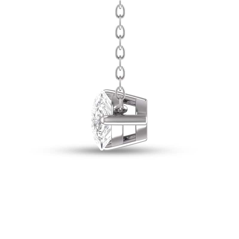 Marquee 1 Carat Lab Grown Floating Pear-Shaped Diamond Solitaire Pendant - 14K White Gold