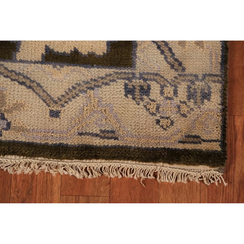 Brown Oushak Indian Runner Rug Handmade Wool Carpet - 2'7"x 9'8"