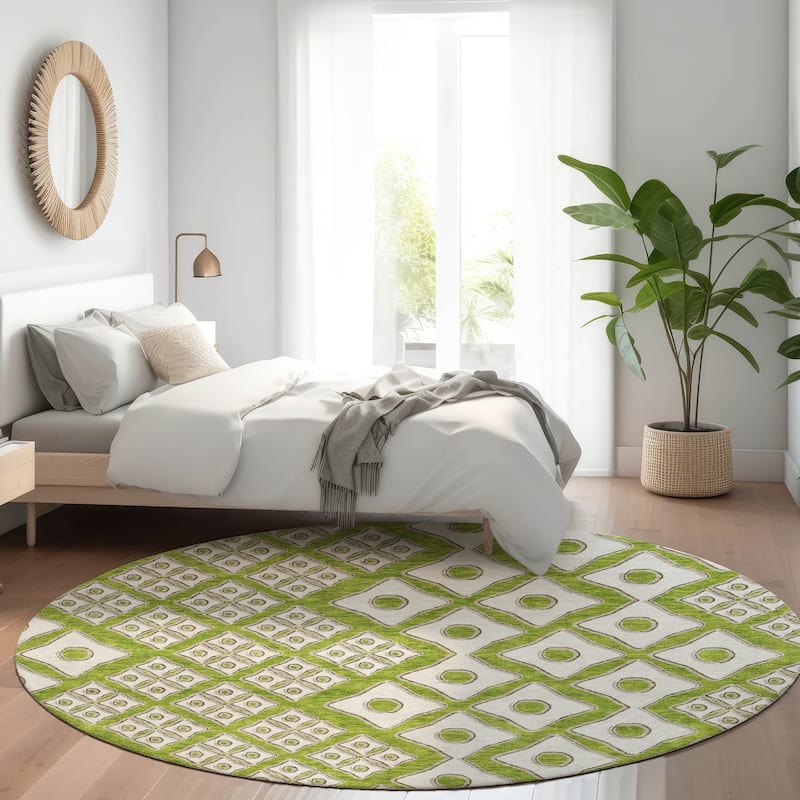Machine Washable Indoor/ Outdoor Chantille Diamond Geo Rug