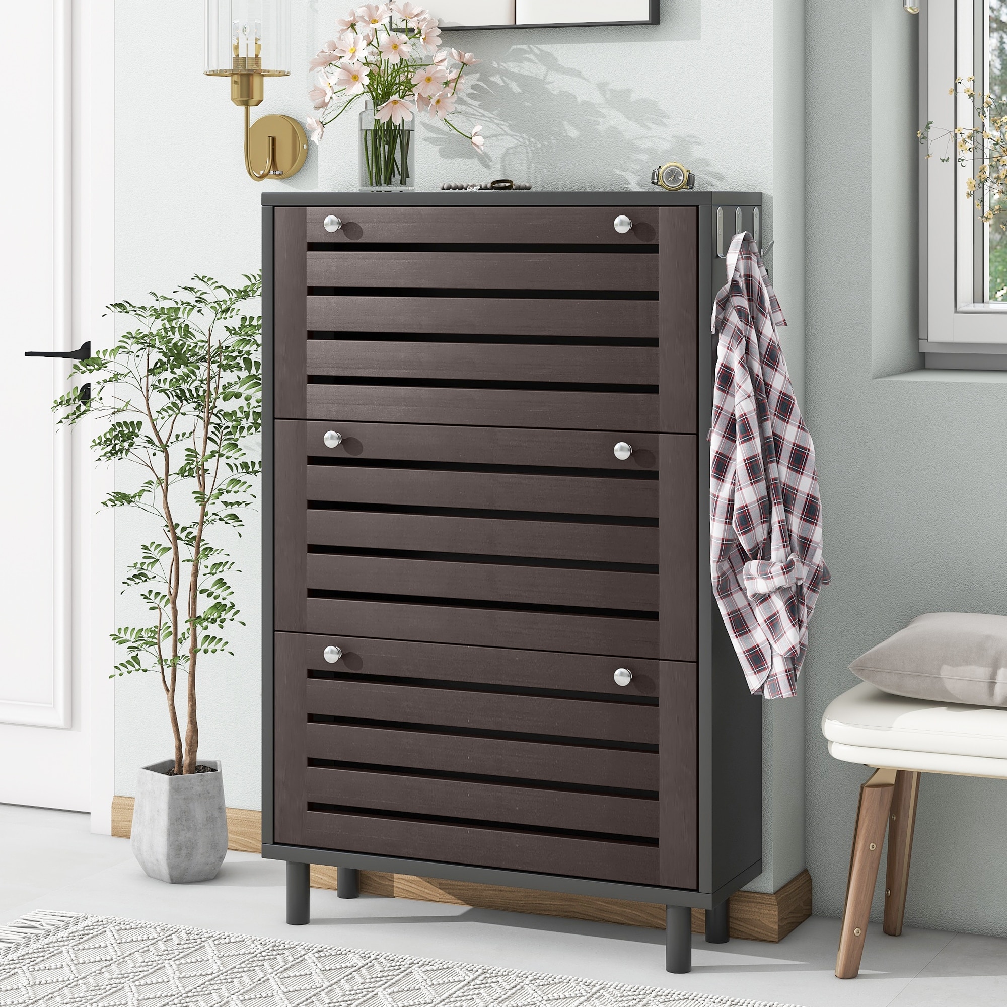 Slim hallway deals shoe storage
