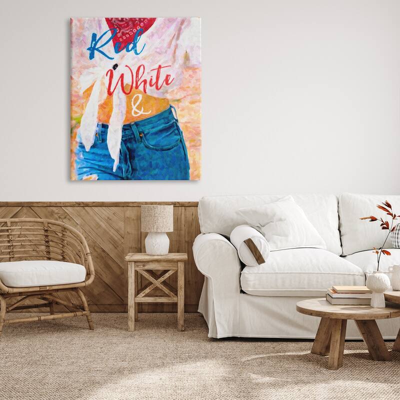 Stupell Industries Red White & Blue Patriotic American Celebration Canvas Wall Art, Design by Graffitee Studios