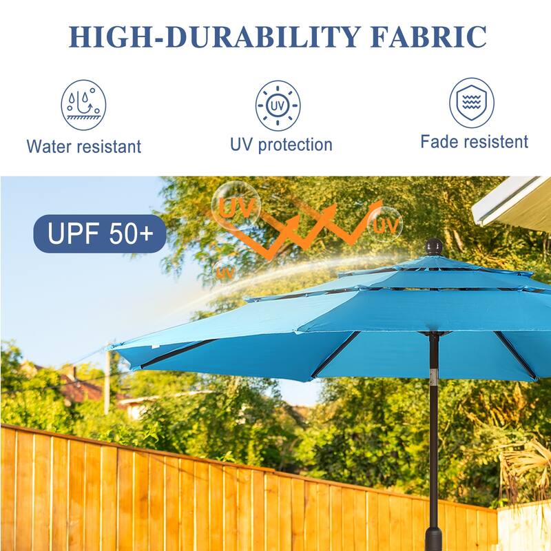 Aoodor Patio Umbrella 10 ft. for Dining Table Outdoor Market Yard Use 3 Tier Ventilation (Umbrella only)