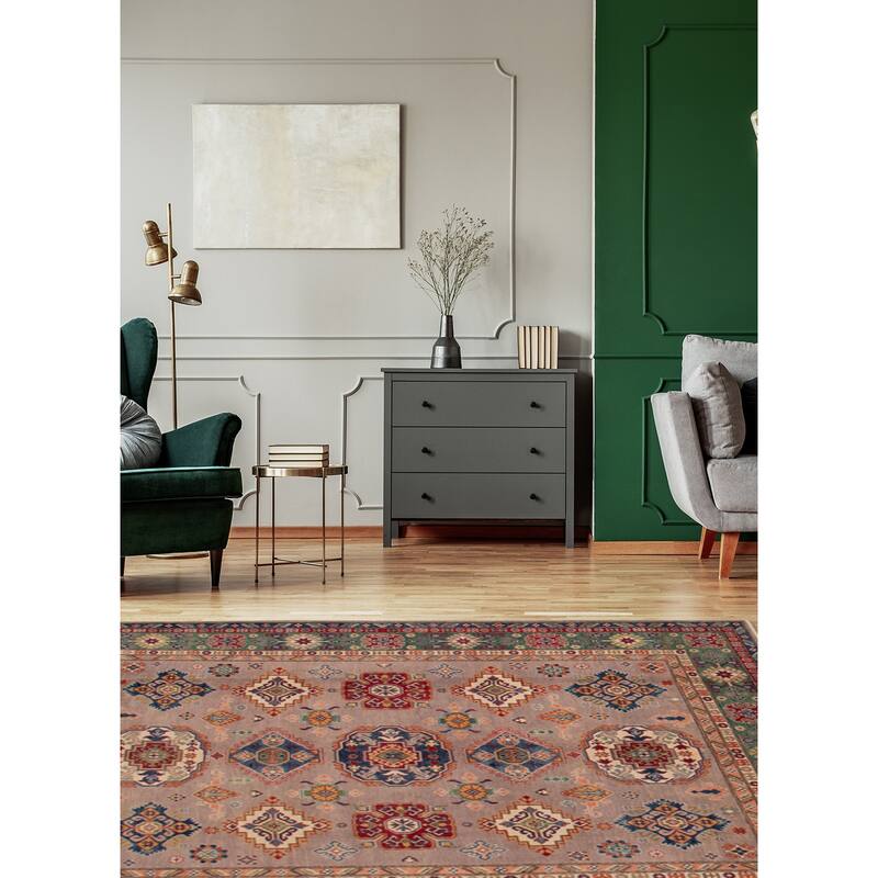 ECARPETGALLERY Hand-knotted Uzbek Ghazni Taupe Wool Rug - 8'0 x 9'5