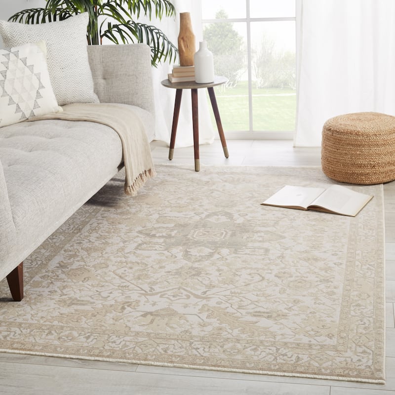 Elissa Medallion Cream/ Light Gray Area Rug