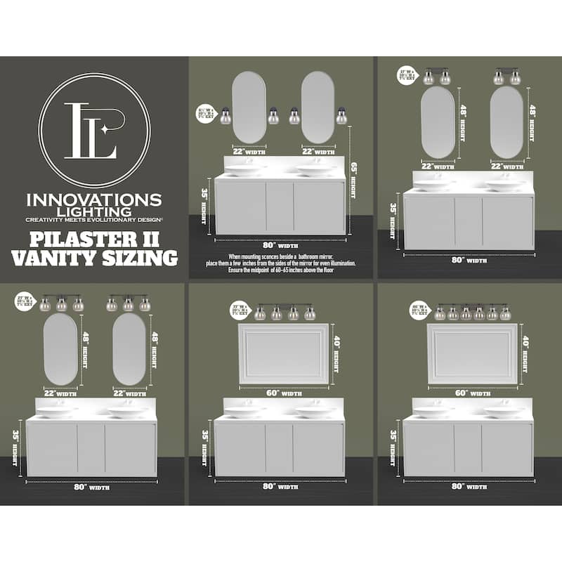 Innovations Lighting Pilaster II Cone - 6 Light 46" Wall-Mounted Bath Vanity Light.