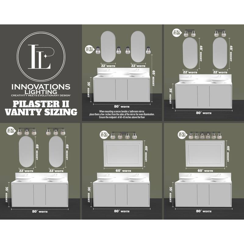 Innovations Lighting Pilaster II Sphere - 6 Light 46" Wall-Mounted Bath Vanity Light