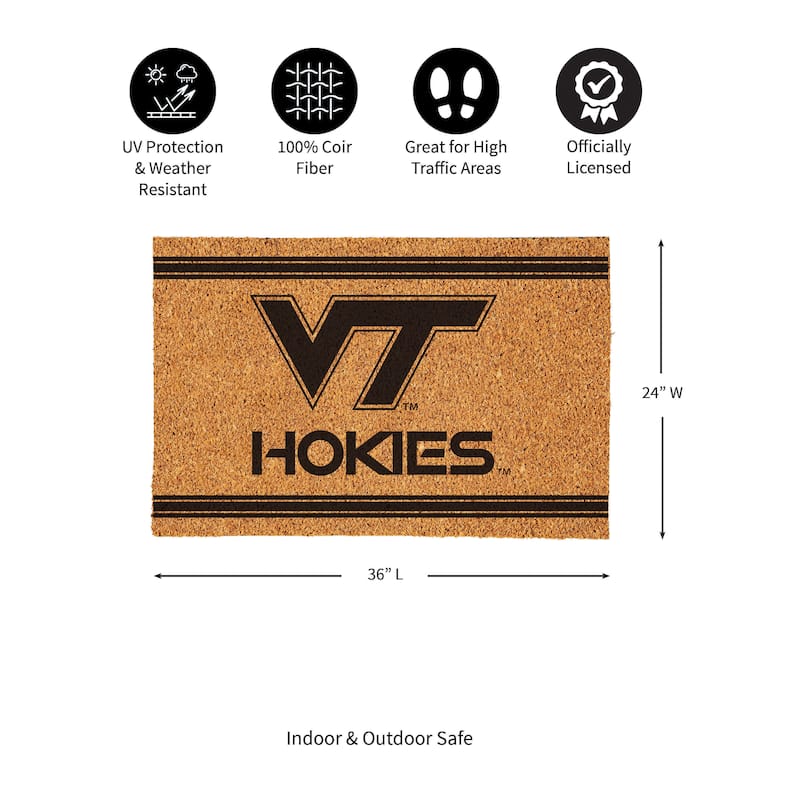 Virginia Tech Monochrome Indoor/Outdoor Coir Door Mat