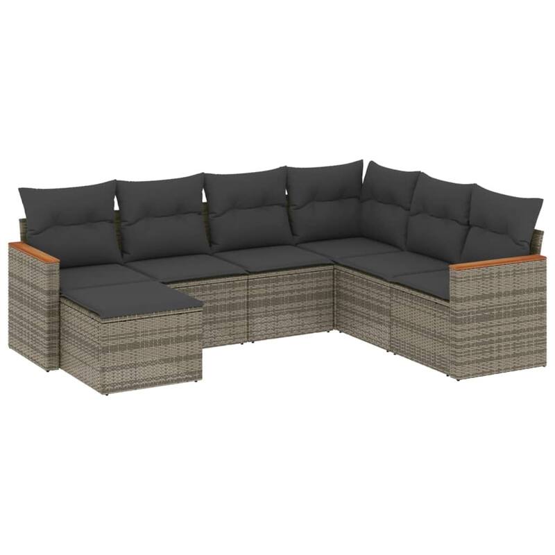 vidaXL Patio Sofa Set with Cushions Outdoor Conversation Furniture Poly Rattan - 24.4 x 24.4 x 27.2 in