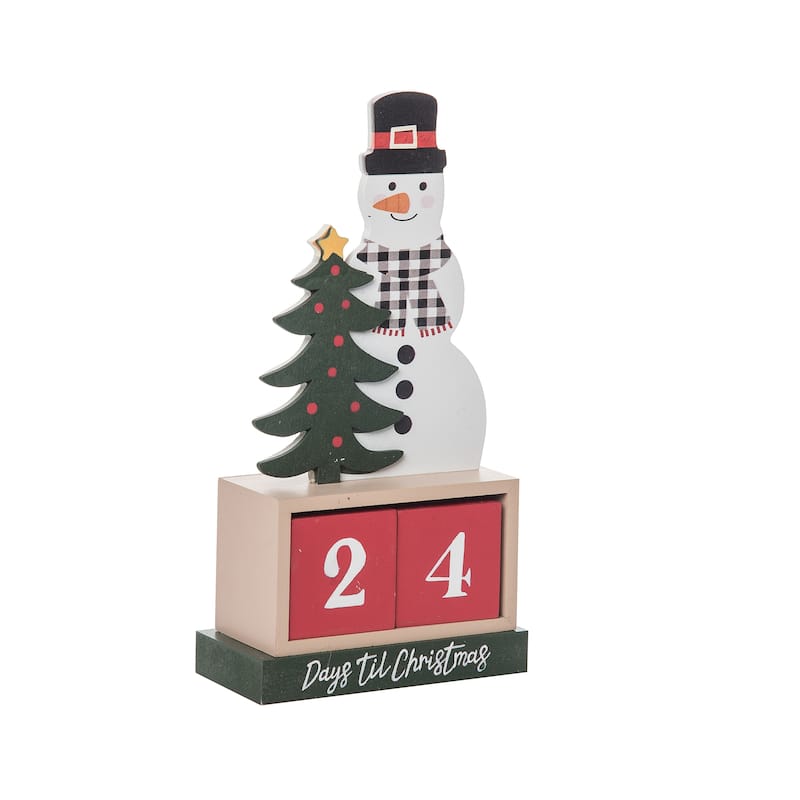 Transpac Wood 9.76 in. Multicolor Christmas Snowman Block Countdown Set of 3 - Multi