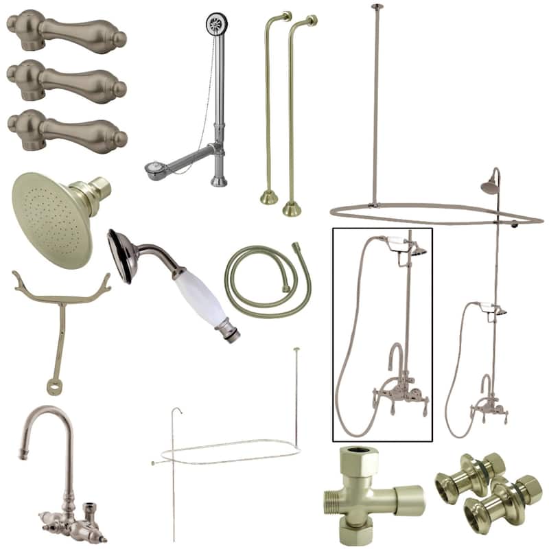 Vintage High Arc Gooseneck Clawfoot Tub Faucet Package - Brushed Nickel