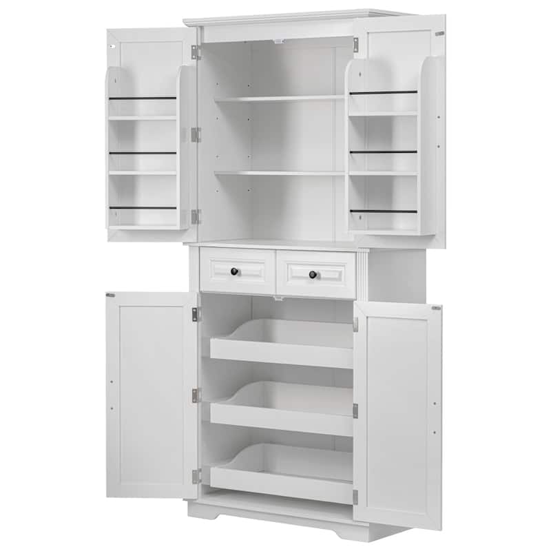 71"Tall Kitchen Pantry Cabinet with Cabinet Organizers,Storage Cabinet