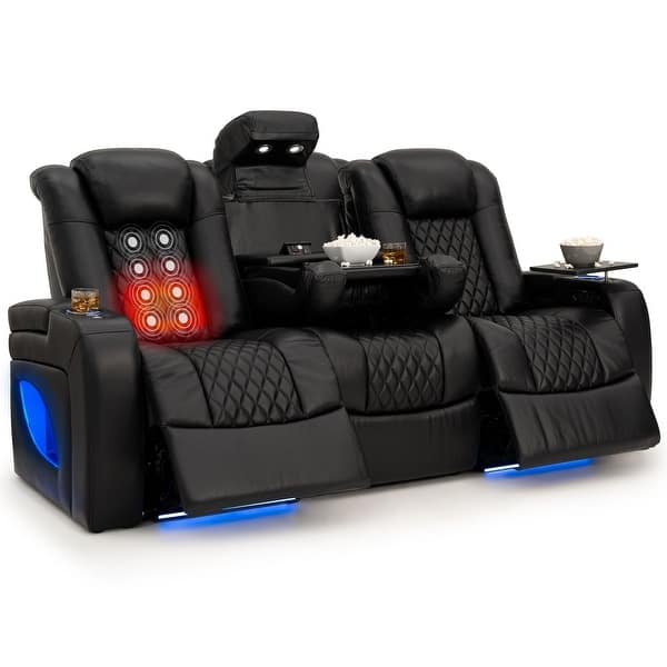 slide 2 of 13, Seatcraft Anthem LT HeatZero Italian Home Theater Sofa Sofa