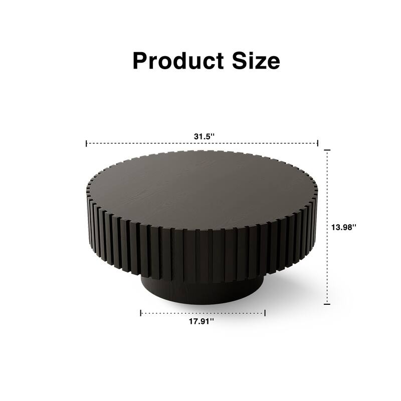 Sturdy Pedestal Round Olive-Shaped Wooden Coffee Table for Living Room