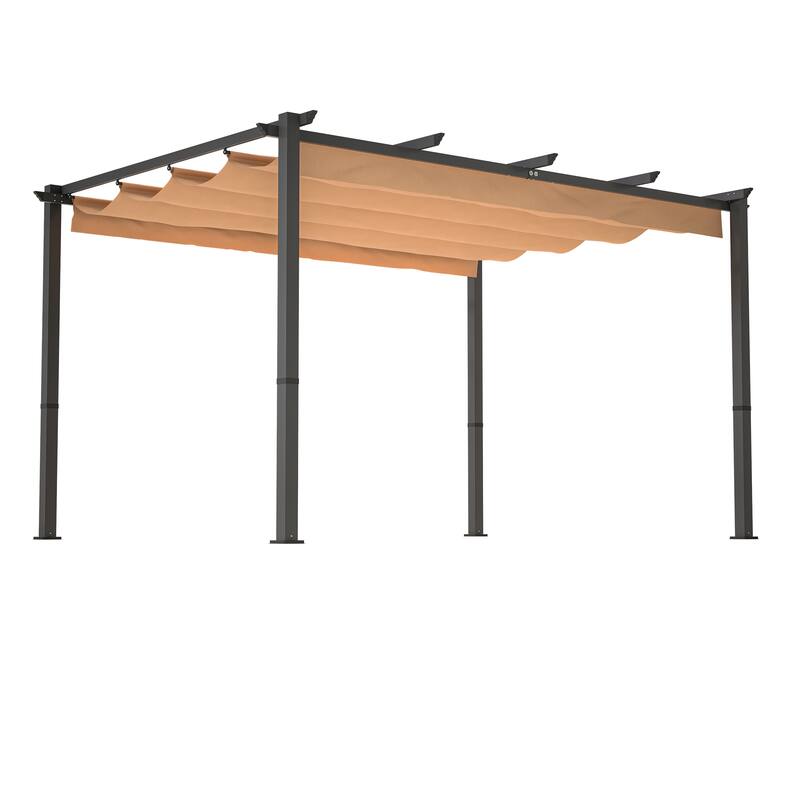 GDFStudio - Isabella Outdoor Aluminum Pergola with Retractable Canopy Shelter