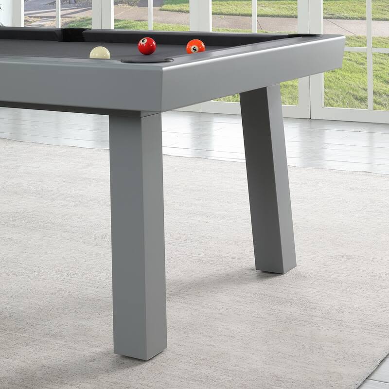 Laguna Indoor/Outdoor 8ft Slate Pool Table Dining Set with 2 Benches & Accessories, Cement Finish