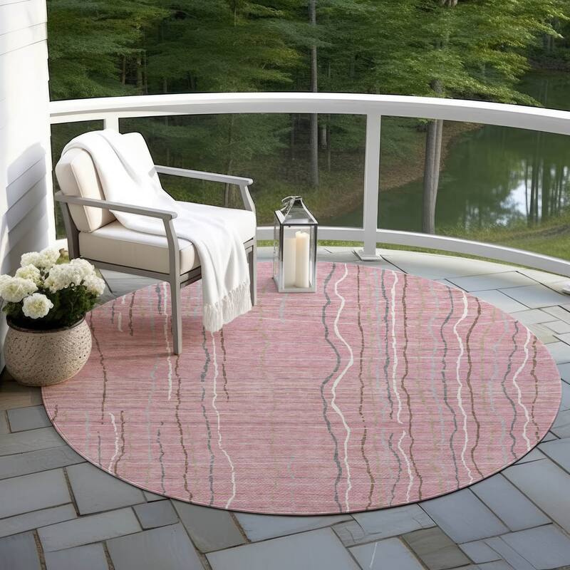 Machine Washable Indoor/ Outdoor Modern Century Chantille Rug