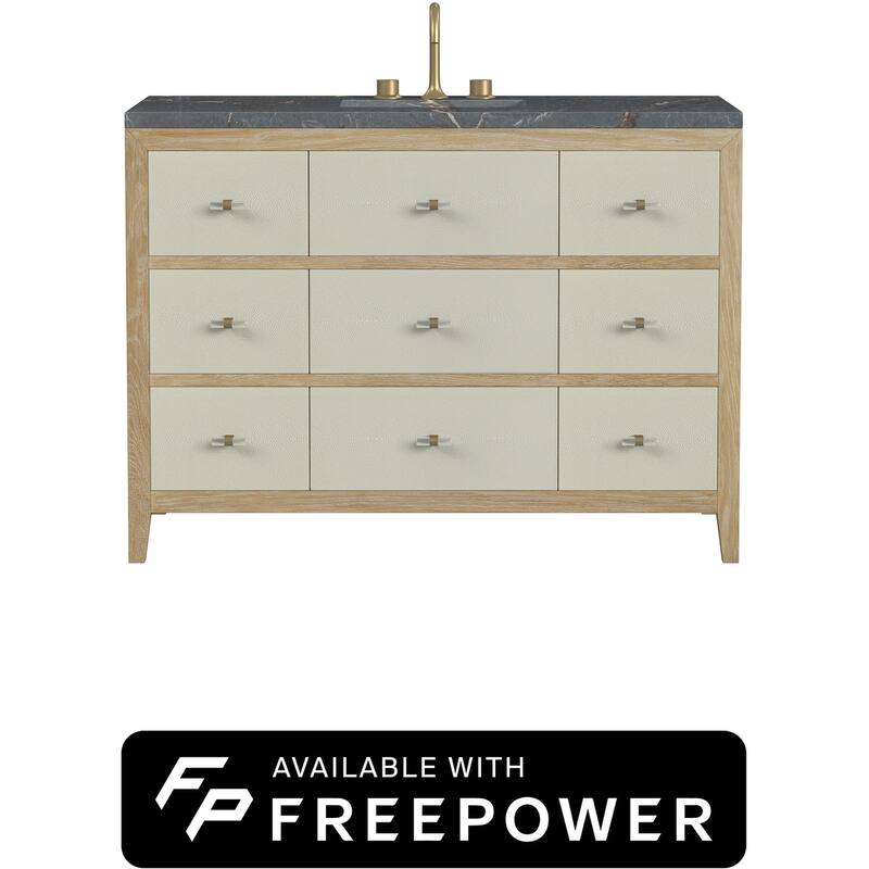 James Martin Vanities D604-V48-FPBL Celeste 48" Free Standing Single - Sunwashed Oak / Embossed Shagreen - Oak Finish