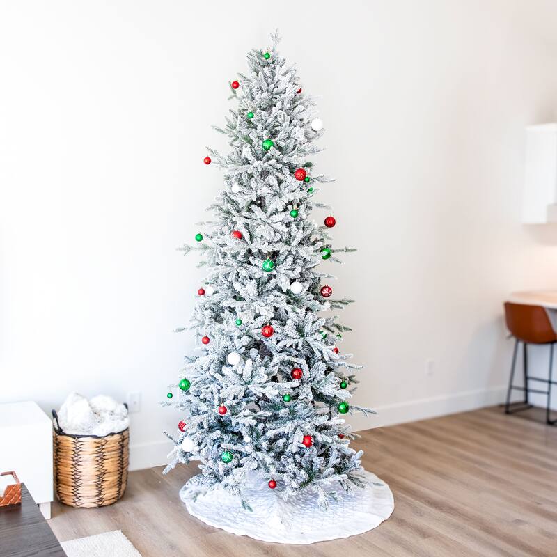 Sunnydaze Stately and Slim Artificial Christmas Tree - Unlit - Flocked