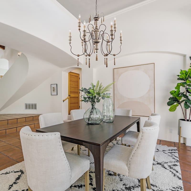 Farmhouse Wood 9-Light Chandelier French Country Classic Candle Light for Dining Room