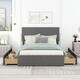 preview thumbnail 1 of 9, Full Size Upholstery Platform Bed with Four Drawers on Two Sides,Modern Style Gray
